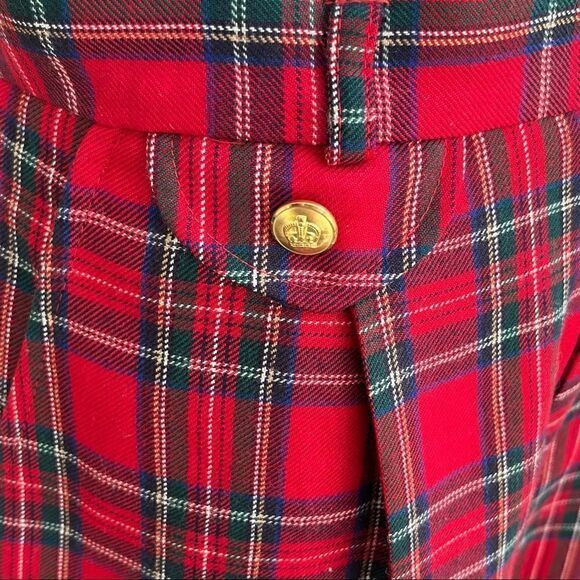 Vintage 80’s David Brooks Red Plaid Two Piece Shorts & Vest Set 8 - Picture 7 of 11